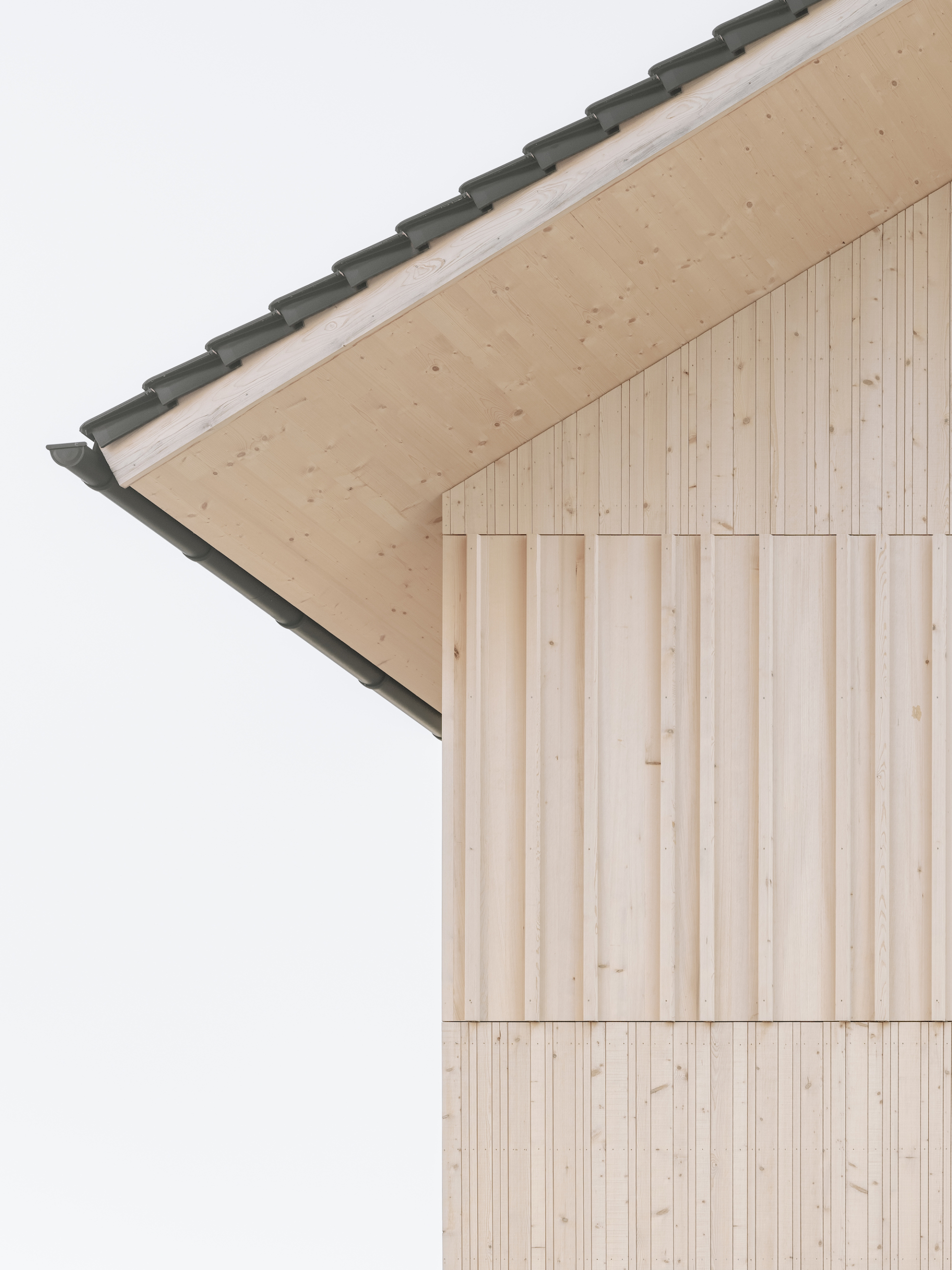 Holzbau Detail Wechselfalz und Deckleistenschalung